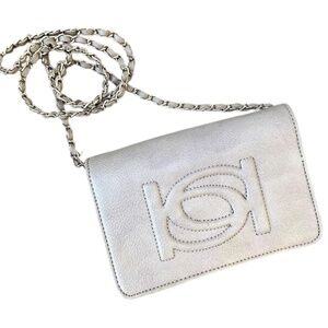 NWOT BEBE Nude Wallet Wristlet Purse w Gold Weaved Crossbody Chain